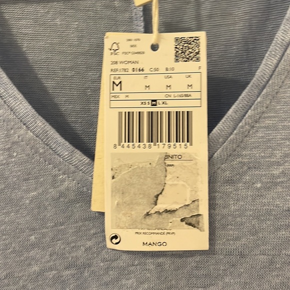 NWT Mango linen tee v-neck in periwinkle - Picture 4 of 6